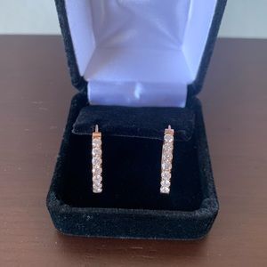 14k Rose Gold Diamond Hoop Earrings NWT